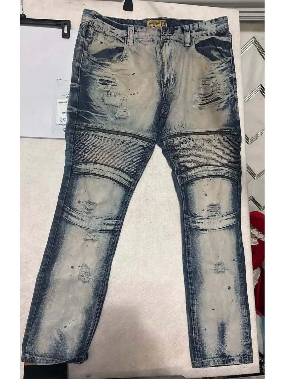 Grindhouse Denim Distressed Biker Style Jeans Size 38